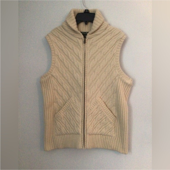Eddie Bauer Woman’s Light Beige Wool Blend Sweater Vest. Size Large. - Picture 1 of 4